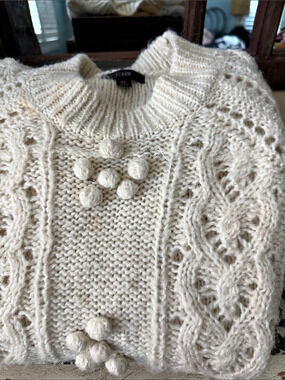 J.CREW Cable Knit Sweater in White Size XL